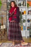 Myrtle Plaid Tulle Midi Skirt Aubergine